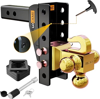 2" Inch Adjustable Trailer Hitch Receiver With 6" Drop, Tri-Ball Mount - GWTAUTO, 17,000 Lb Capacity, Class 4