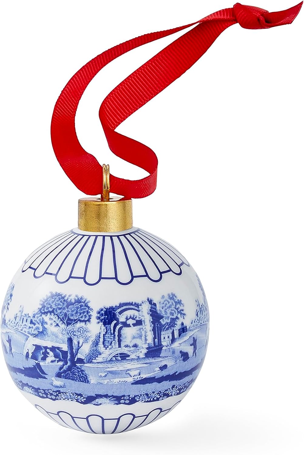 Spode Blue Italian Bauble - Holiday Ornament & Porcelain (Blue/White)