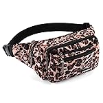 Oxpecker Waist Pack Bag with Rain Cover, Waterproof Fanny Pack for Men&Women, Workout Traveling Casual Running Hiking Cycling, Hip Bum Bag with Adjustable Strap for Outdoors (Leopard print)