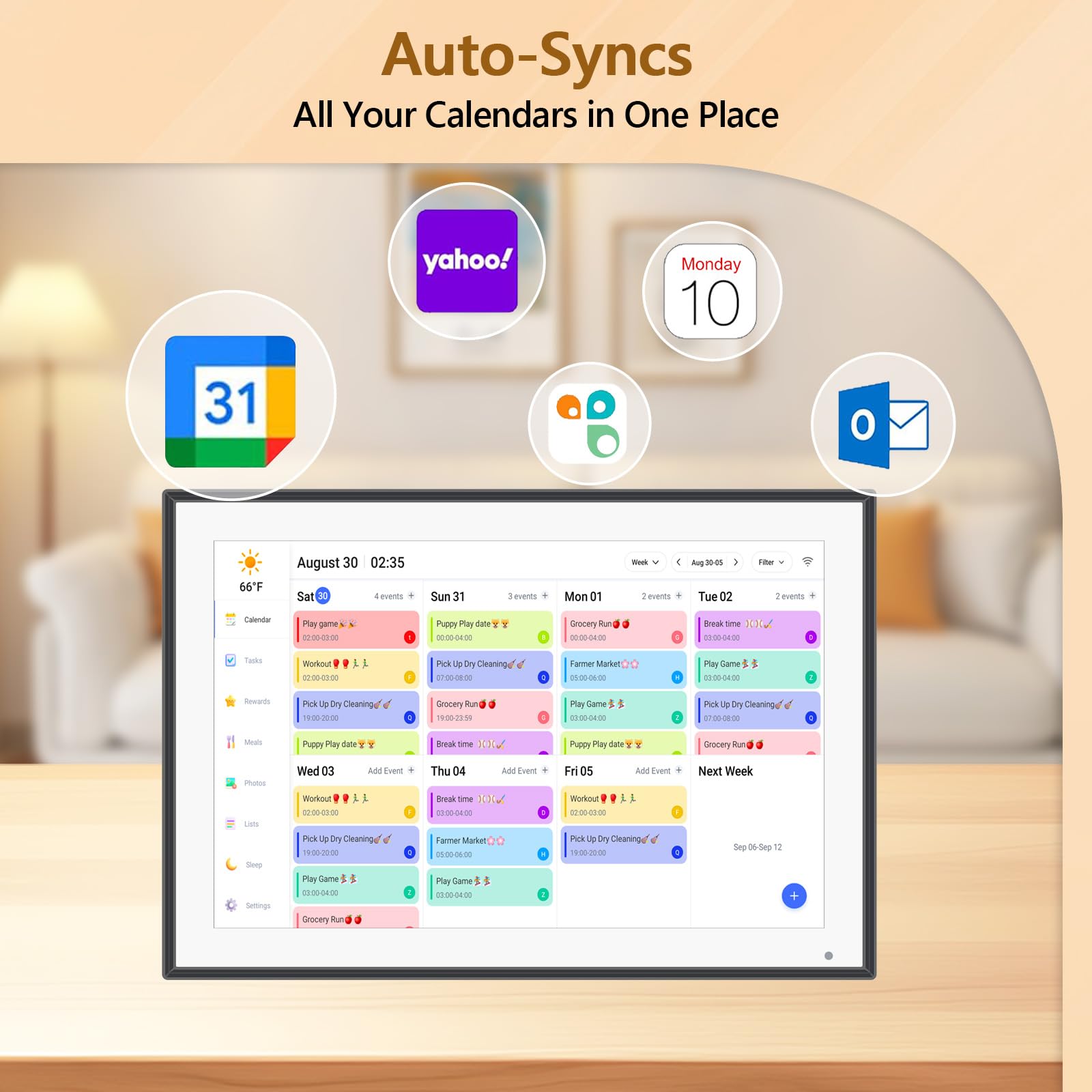 Amazon | 10.1インチのデジタルカレンダー&雑用チャート、スマート