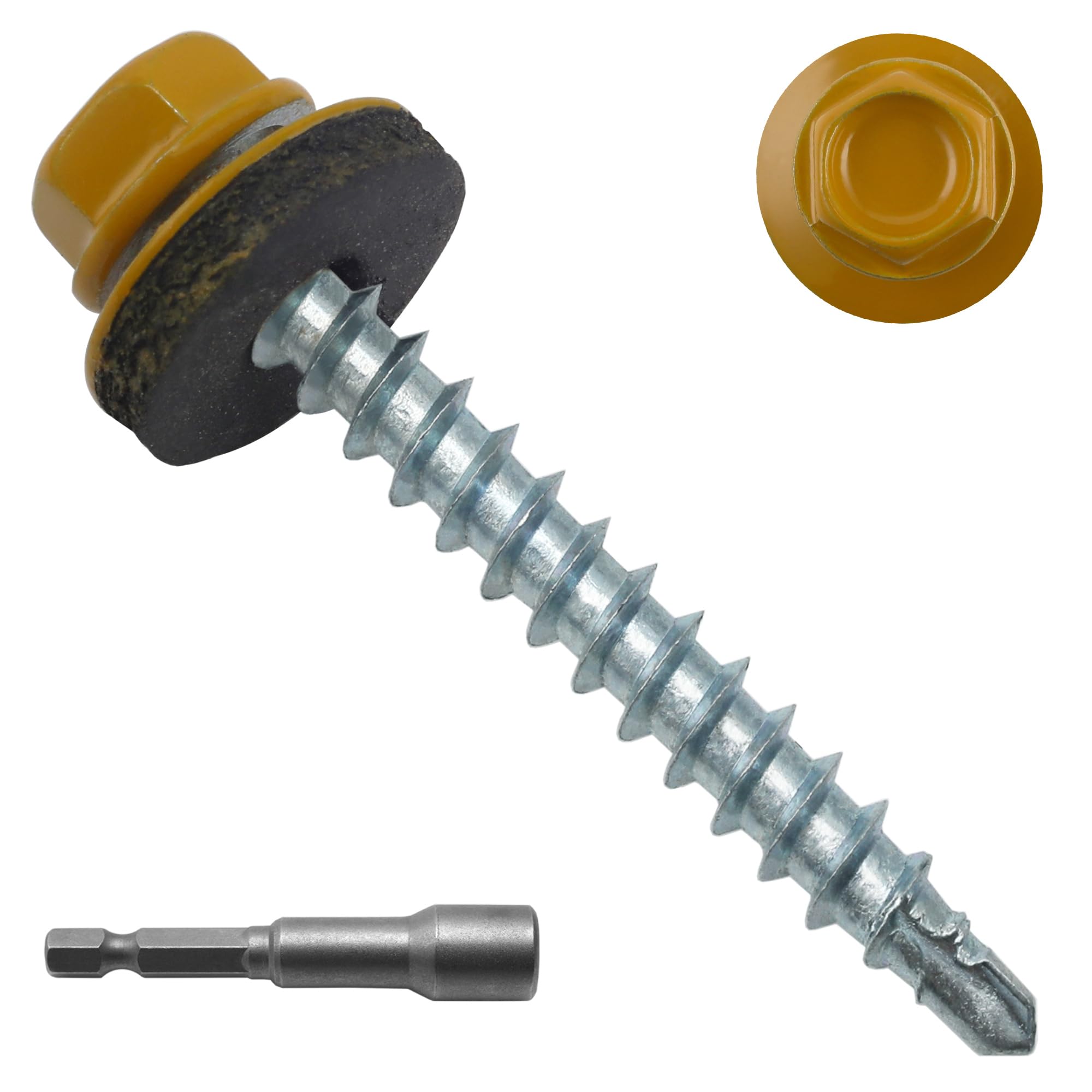 Black Hex Roofing Screws - Self-Drilling Metal Fasteners -11