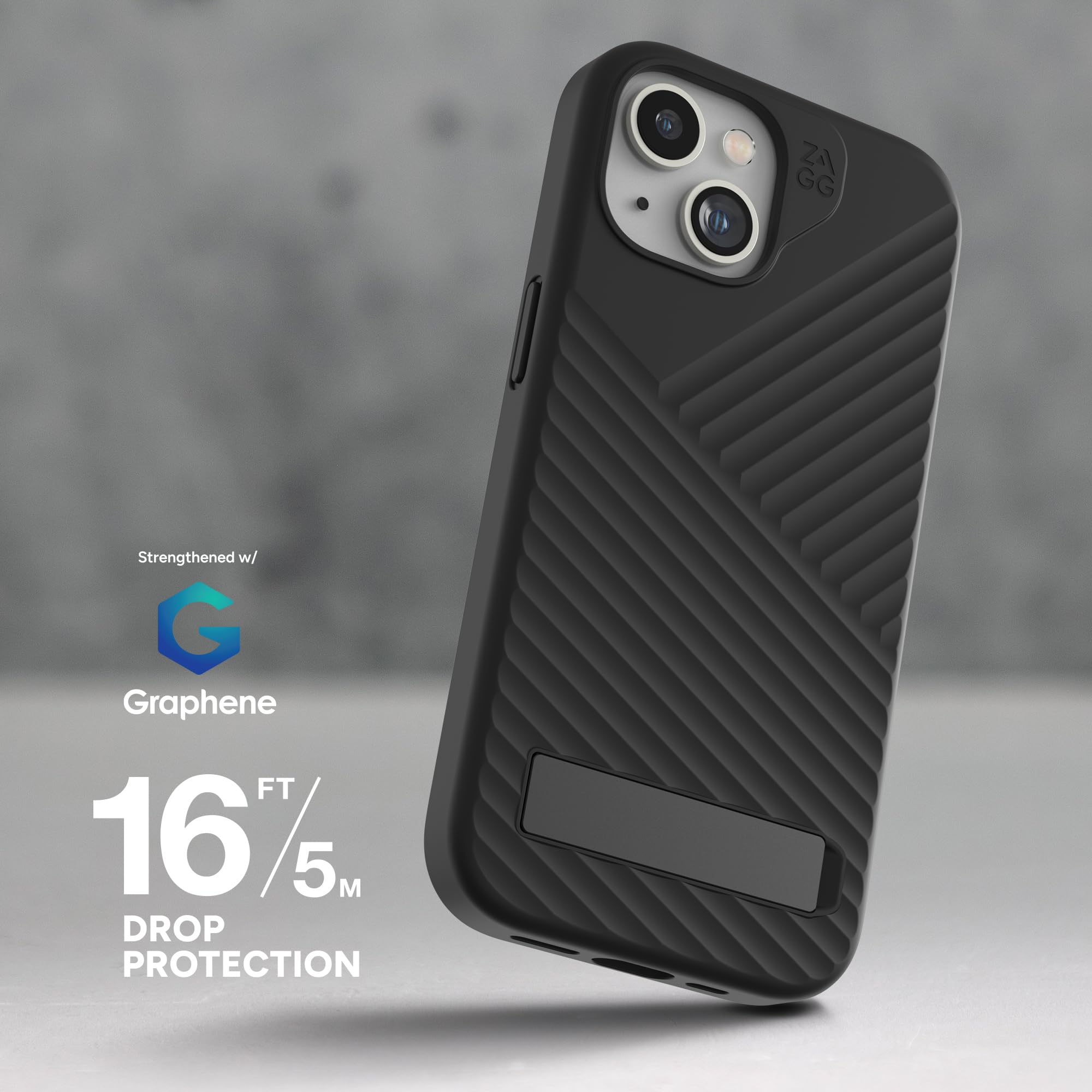 ZAGG Denali Snap - Funda para iPhone 15/14/13 con Soporte, protección contra caídas (16 pies), Funda Texturizada de Doble Capa para teléfono Celular, diseño Antideslizante, Funda MagSafe, Azul Marino