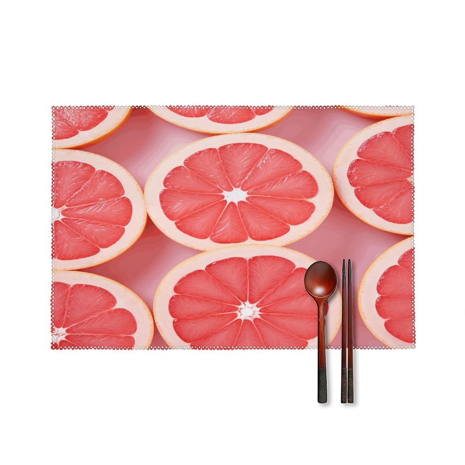 Fekiloot Style Grapefruit Half Slice Placemats Set Of 6,Table Mat