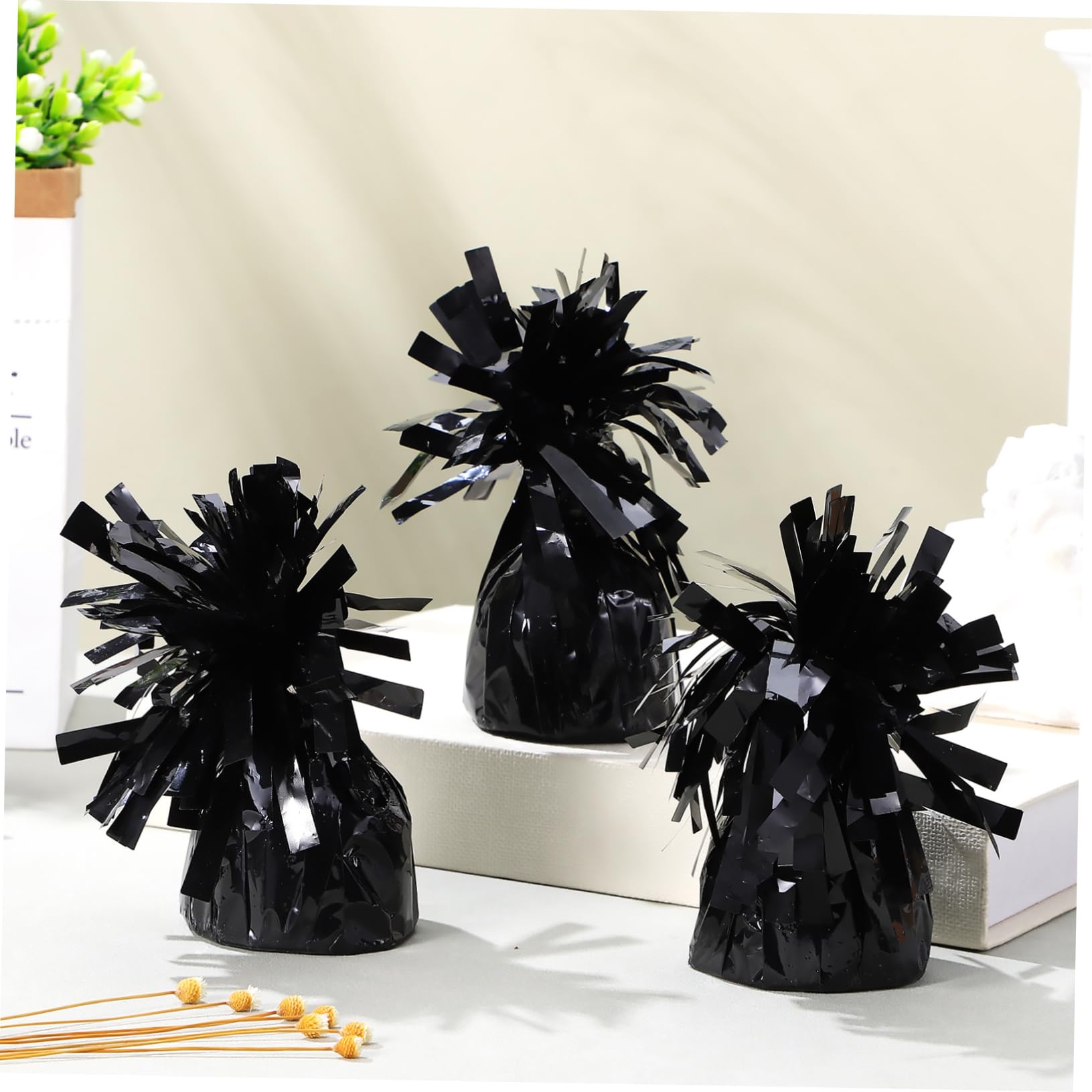 Pesetti per Palloncini in Pet, 8 Pezzi, Neri, Riutilizzabili, per Feste e Palchi, Stabilizzano i Palloncini Design Compatto e Lucido