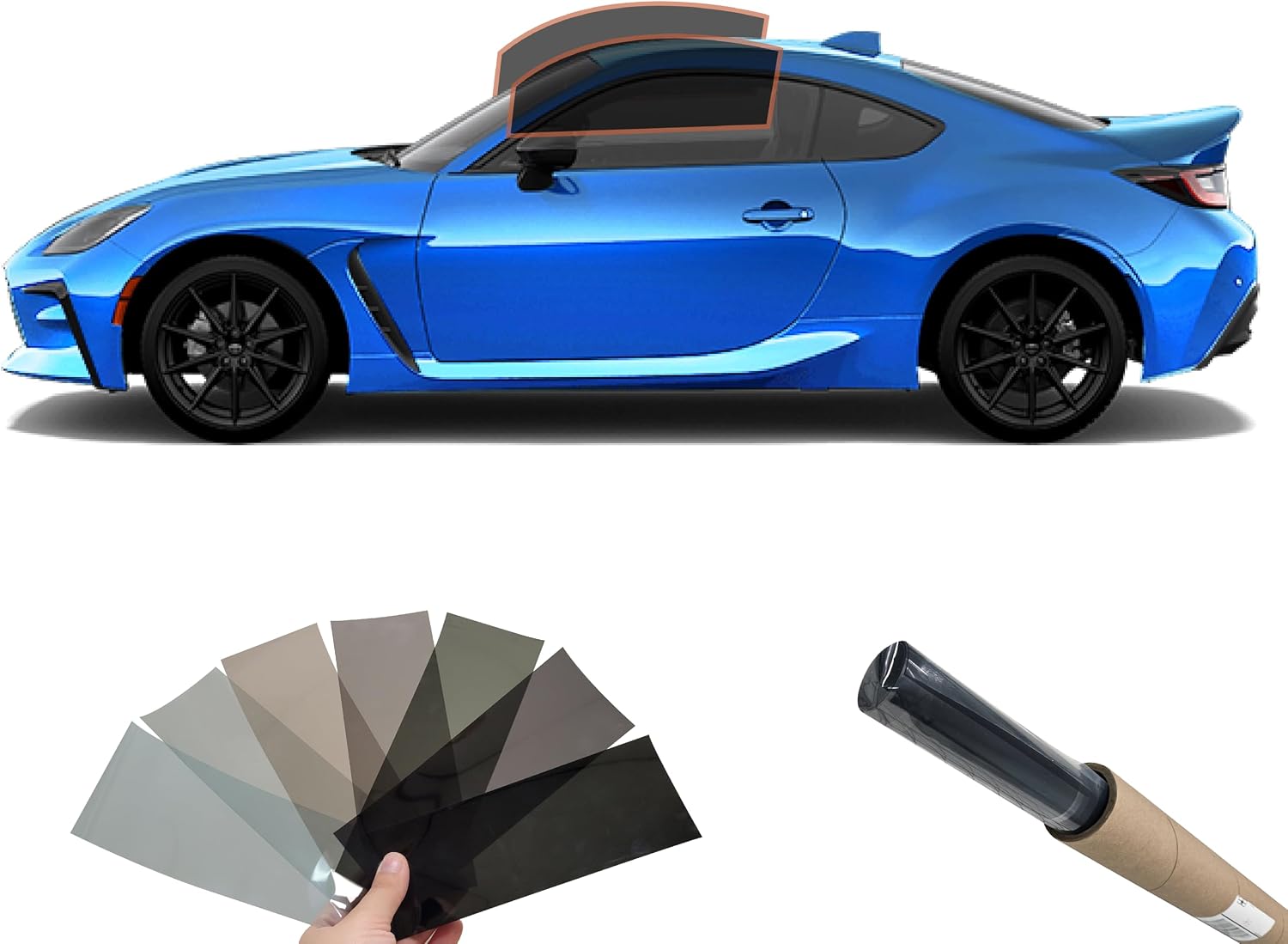 DIY MotoShield Pro 2mil Premium Professional Precut Nano Ceramic Window Tint Film Kit for (2023-2025) Toyota GR86 (Solid Rear Windshield 5%)