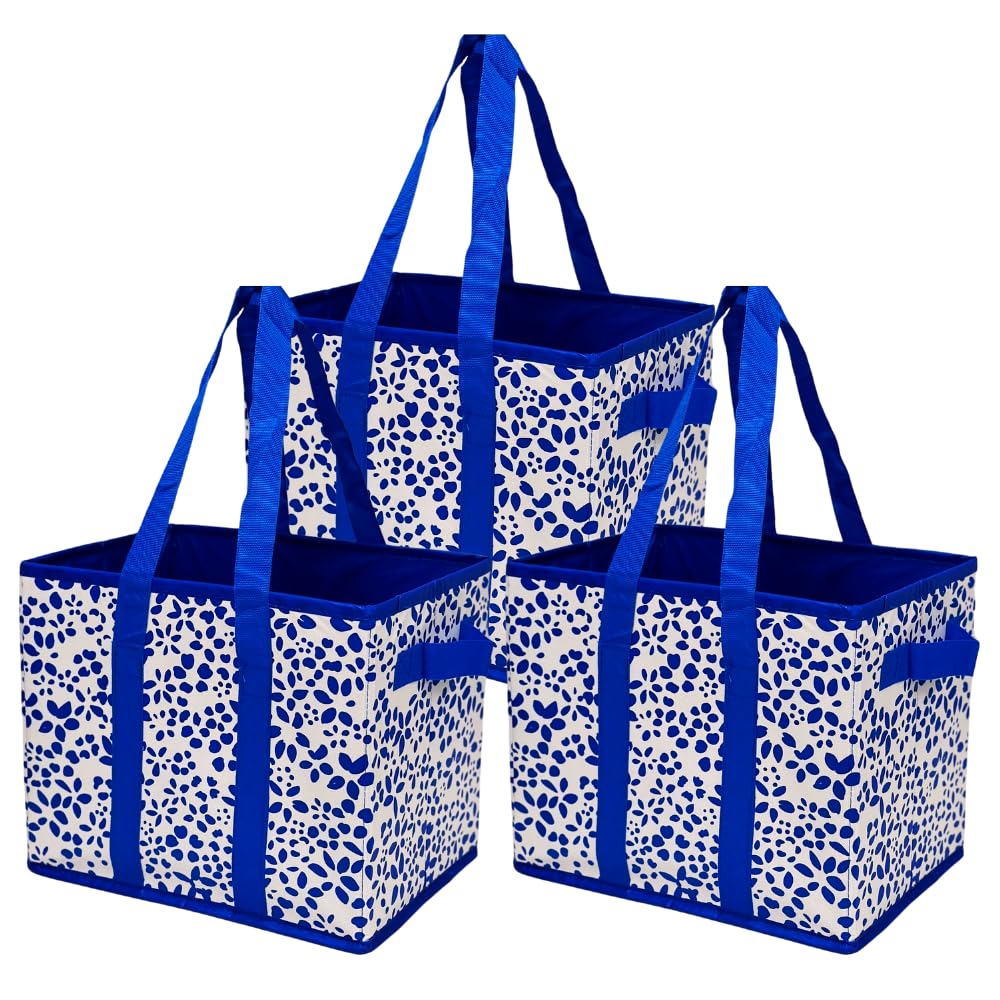 DURASACK Grocery Tote 3-Pack All-Purpose Collapsible Totes with Handles Kitchen Reusable Grocery Bags