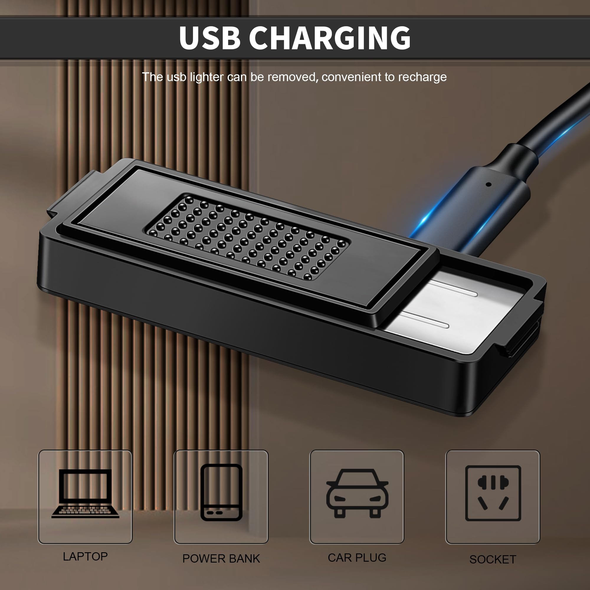 X-LIGHTER XL079 Cigarette Case for 100's King Size, with USB Coil Lighter, Smell-Proof, Vintage PU Leather 100mm Cigarette Holder Cases for Men Women Gifts