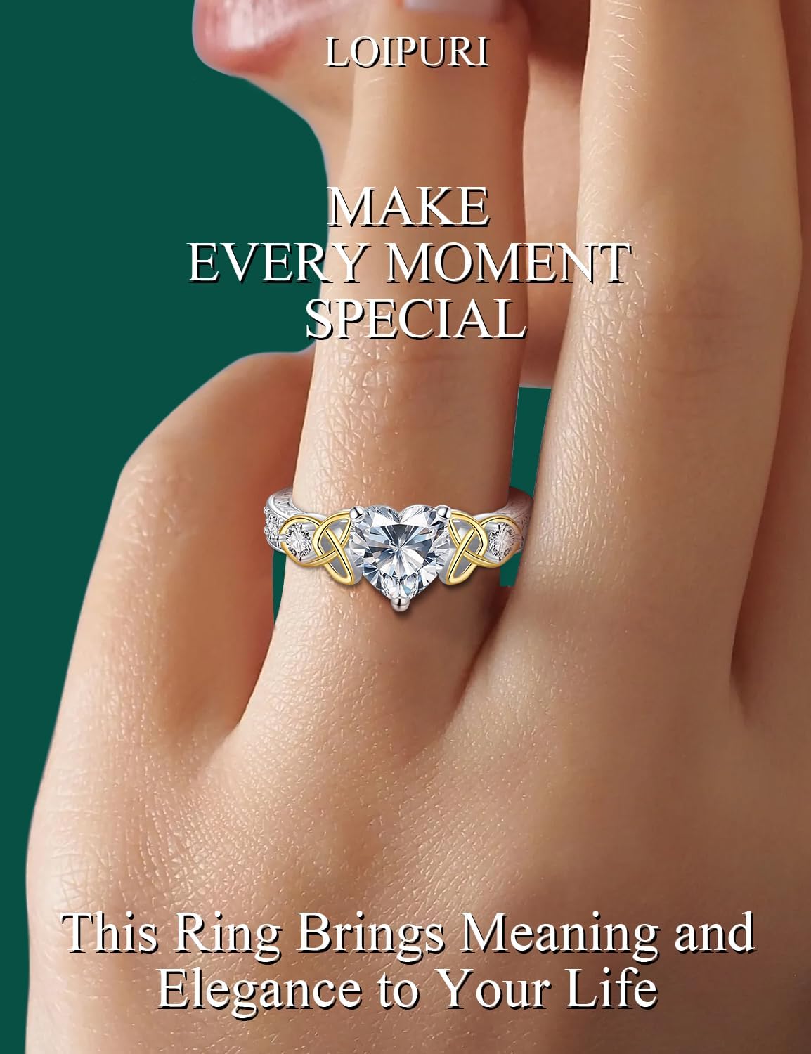 Moissanite Promise Rings for Her, 2CT D Color VVS1, Heart Shaped Celtic Knot, 925 S... - Image 4