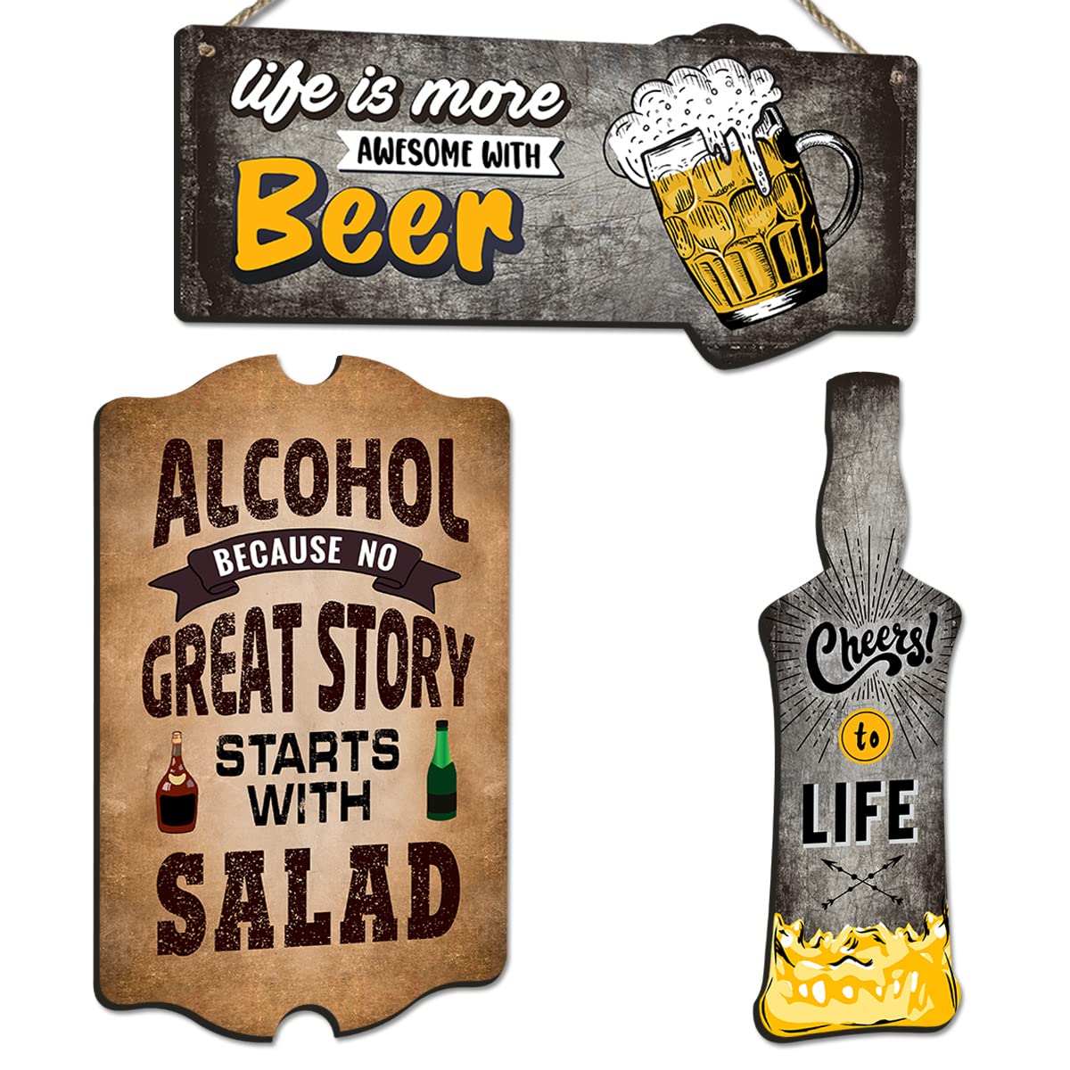 Chaka Chaundh - Bar Quotes Wall Hanging plaque Décor – Alcohol Quotes Wall Hanging Sign – Beer Rules Wall Quotes Hang Decorative Items
