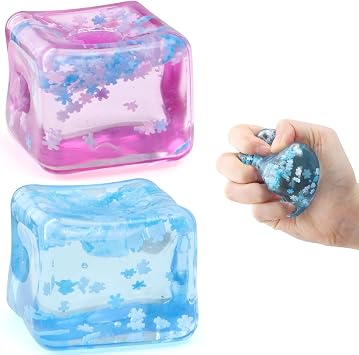 Chridark Ice Cube Fidget Toy for All Ages 2 Pack Sensory Squishy Fidget Toys, Square Stress Balls, Classroom Prizes, Anxiety Relief Stress Cube Gift for Kids Teens Adults