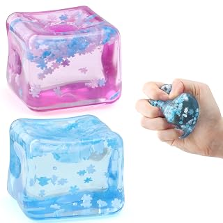 Chridark Ice Cube Fidget Toy for All Ages: 2 Pack Sensory Squishy Fidget Toys, Square Stress Balls, Classroom Prizes, Anxiety Relief Stress Cube Gift for Kids Teens Adults - Amazon product rated Grade A