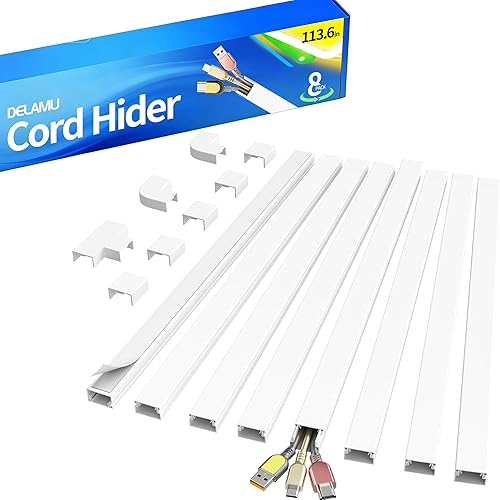 Miniatura 9 de Delamu Ocultador de cable de TV de 34 pulgadas, cubiertas de cable para cables en la pared, ocultadores de cables pintables, cubiertas de alambre