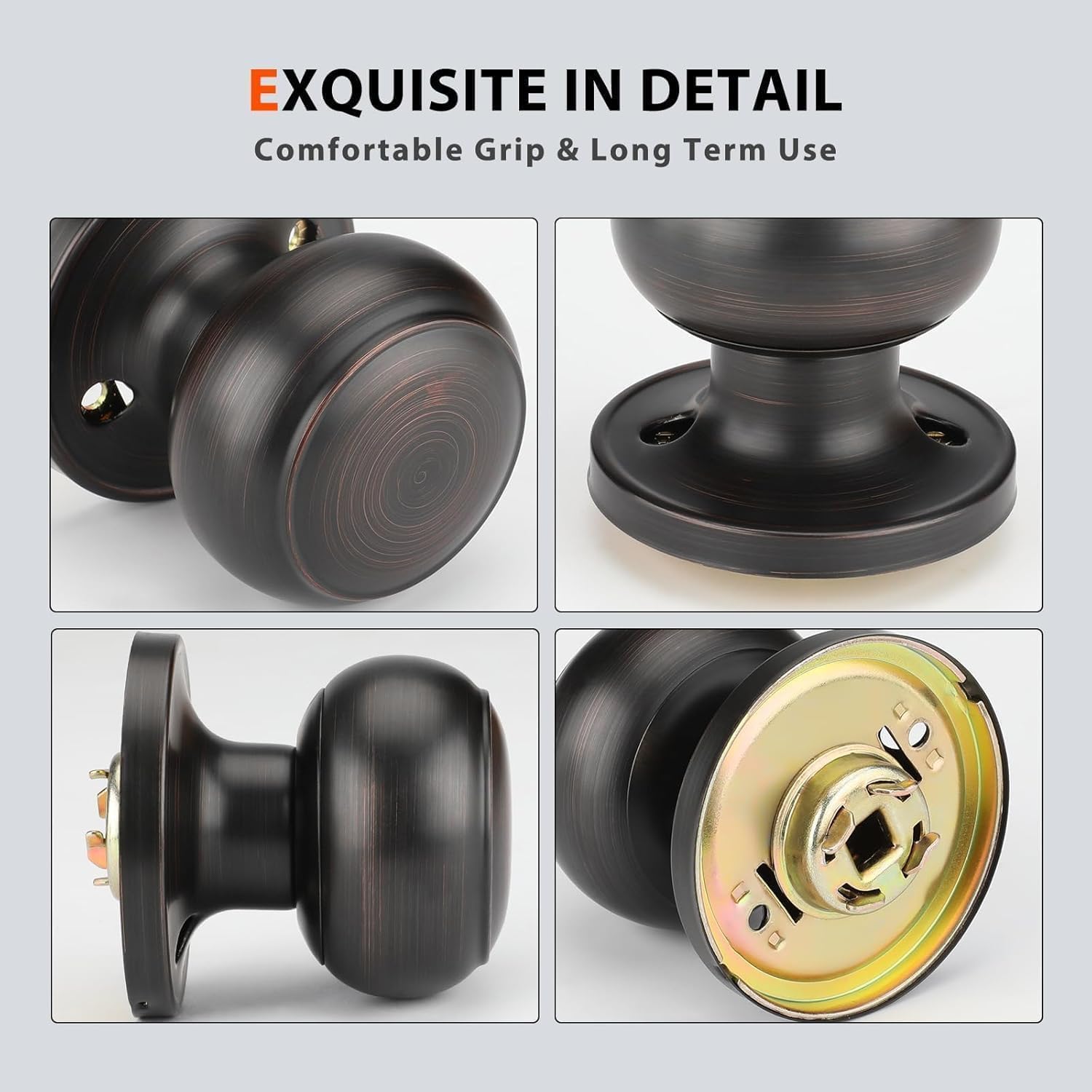 Haidms 4 Pack Oil Rubbed Bronze Passage Door Knobs, Bronze Closet Door Knobs, Passage Doorknobs Interior for Closet or Hall, Hallways