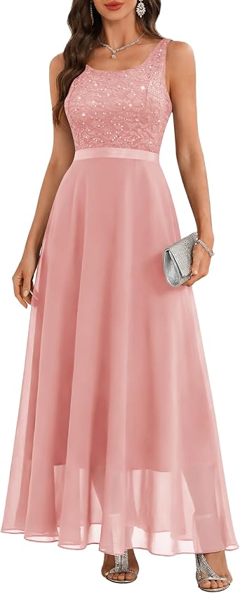 Womens Sleeveless Boat Neck Long Formal Homecoming Dress 001XP Blush 2XL