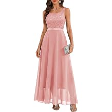 BeryLove Women's Wedding Guest Sparkly Prom Lace Dress Sleeveless Boat Neck Bridesmaid Ball Gowns Long Formal Dress 001XP Blush 2XL