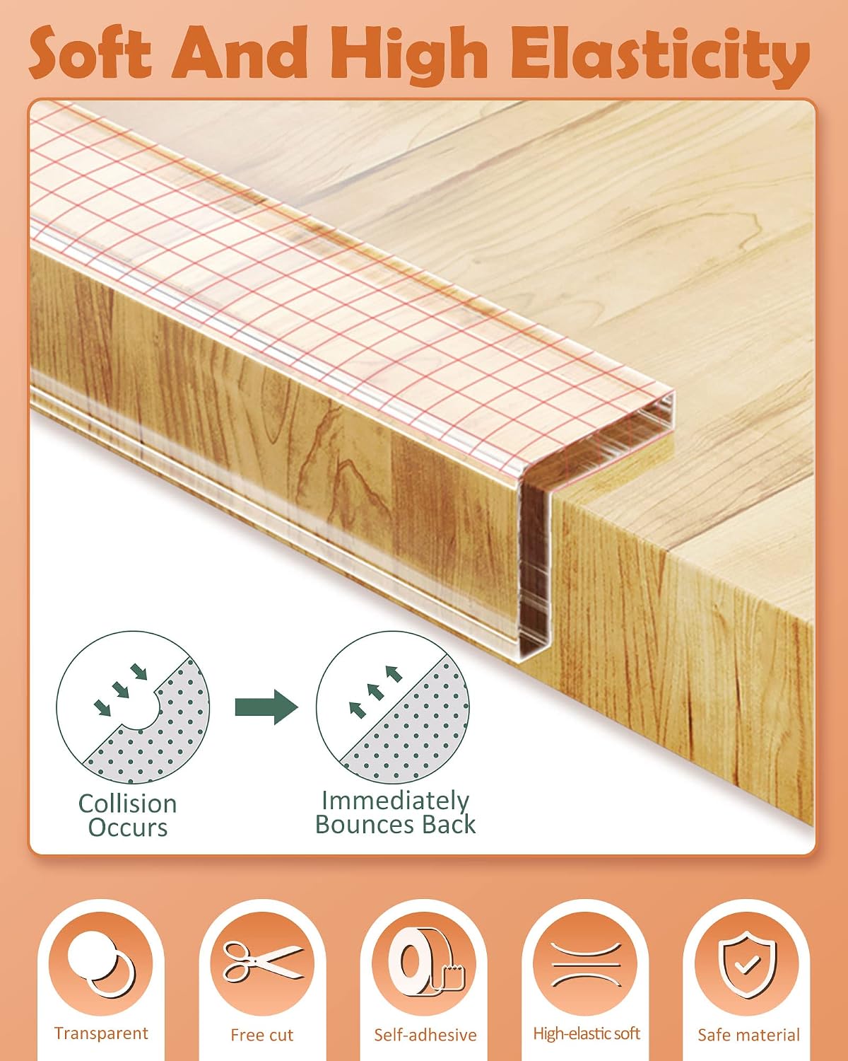 Baby Proofing, Clear Edge Protector Strip, Soft Corner Protectors for Kids, Baby Child Safety Tables Corner Guards for Furniture Against Sharp Corners for Cabinets, Tables, Drawers 1.2in x 3.3ft
