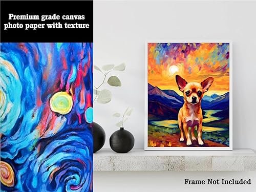 Miniatura 3 de Bestbuddy Pet 8X10 sin marco noche estrellada Chihuahua perro mascota familia amigo paz pintura al óleo impresión arte póster decoración de pared