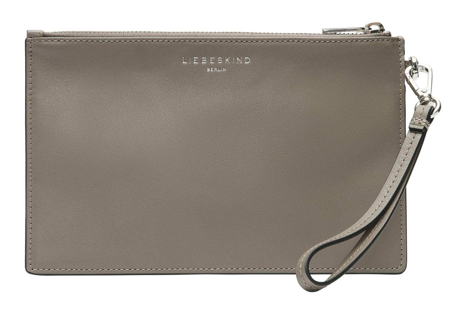LIEBESKIND Berlin Leather Toiletry Bag Soft Nappa Cosmetic Bag Neutral Grey Taupe