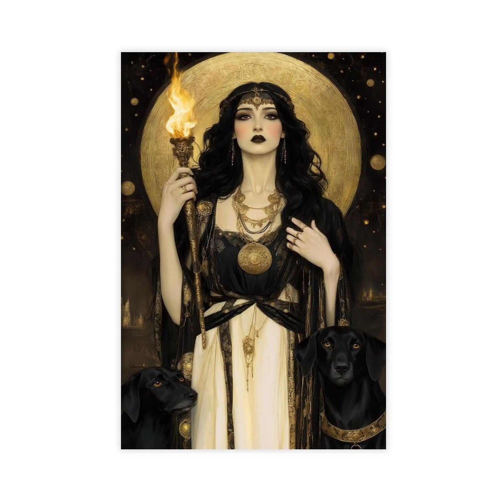 Wjwart Hekate Print, Giclee Art Nouveau Poster Canvas Poster Wall Art Print Picture Paintings 24X36inch(60X90cm)
