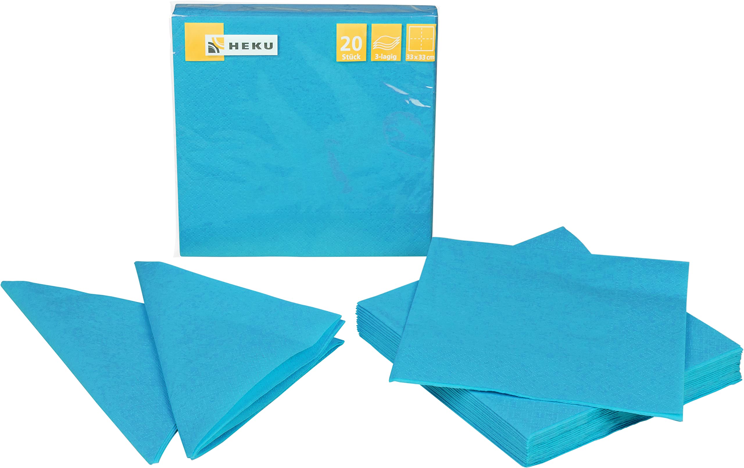 HEKU Set monouso per feste, 120 pezzi, in turchese, adatto per 30 ospiti, con piatto di carta, bicchieri da festa (0,25 l) e tovaglioli (33 x 33 cm), ideale per feste, barbecue, compleanni e matrimoni