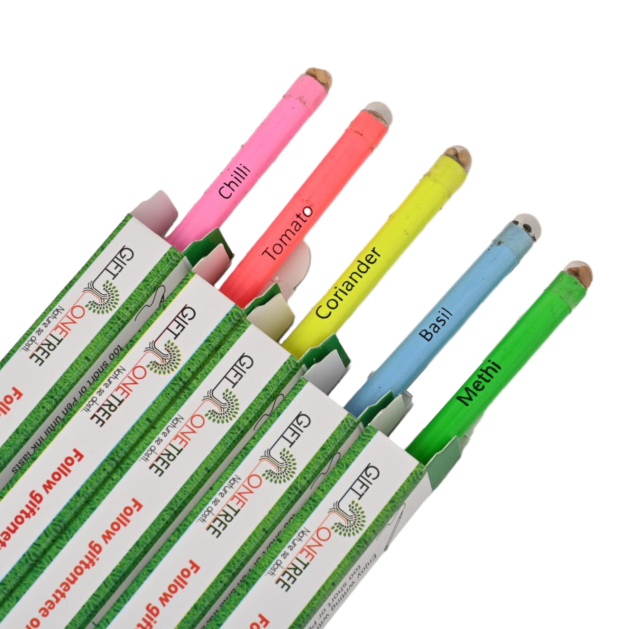 GIFTONETREE Eco Friendly Plantable Seed Pencils | Best For Distributing In School On Birthday | Return Gift (1 Neon Pencil In Box, 15, Count), Ink Color-Black
