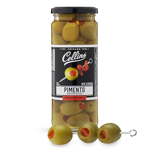 Collins Colossal Martini - Aceitunas de pimiento Guarnición prémium para cócteles, martinis y ensaladas, bandejas de aperitivos, embutidos, platos