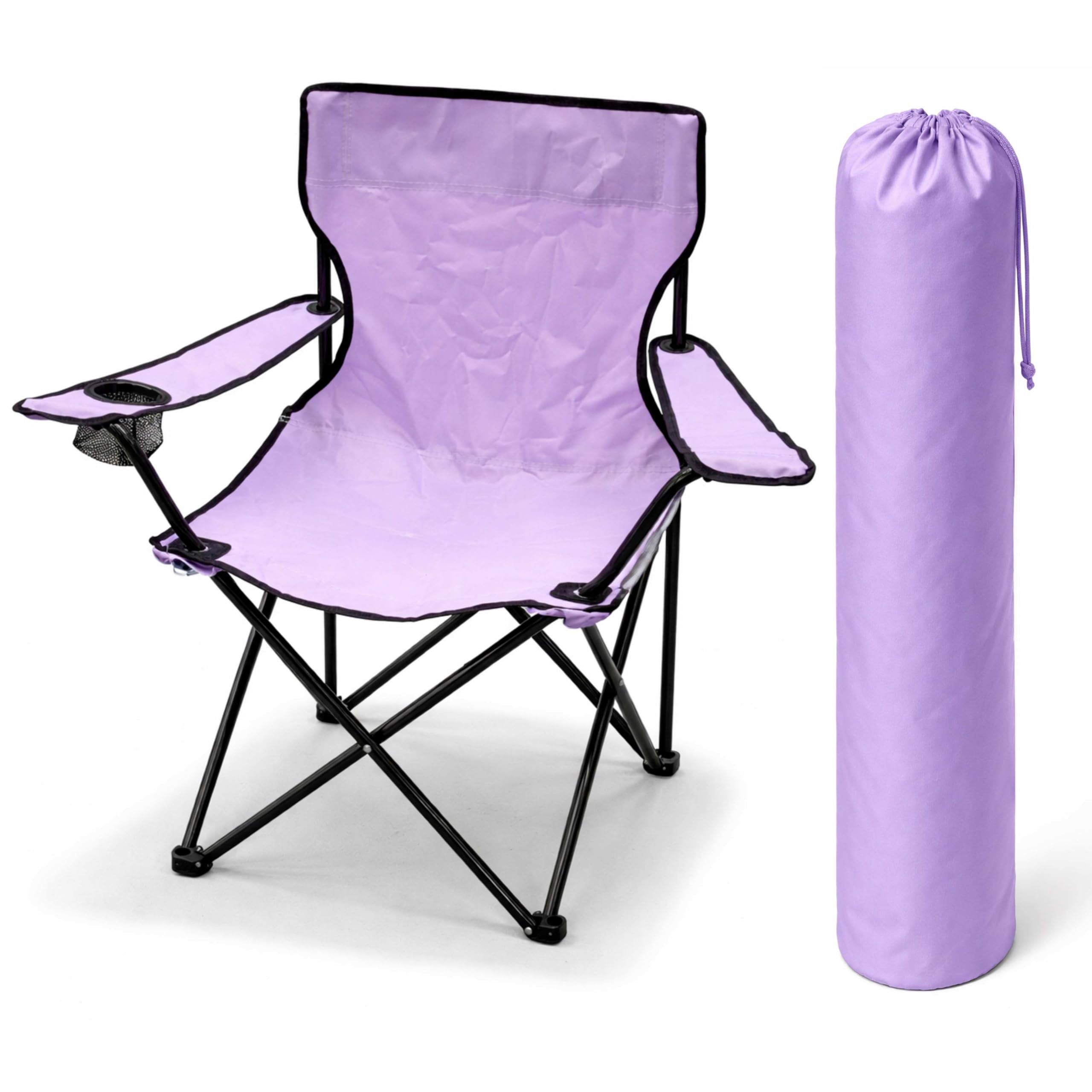 ADEPTNA Camping Chair Lightweight Folding Chair for Outdoor Adventures Portable with Cup Holder & Storage Cover Durable Steel Frame with Armrests for Beach, Lawn, Fishing, Garden, BBQs (PURPLE) — image 1