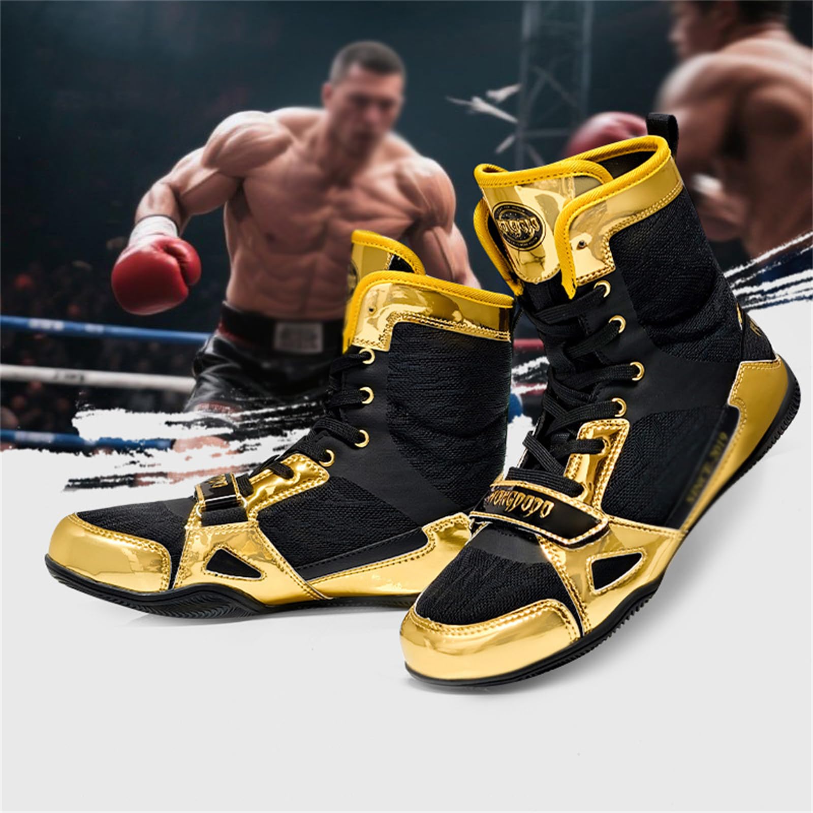 Buty bokserskie męskie lekkie wysokie sportowe do ćwiczeń antypoślizgowe do walki i zapasów