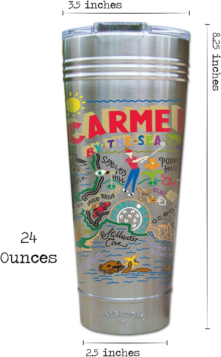 catstudio Carmel Thermal Tumbler | Triple Wall Insulation With Non Slip Bottom | Great Travel Cup for Water, Coffee, Tea, or Smoothies