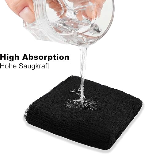 Miniatura 7 de Banda para sudar al aire libre para muñeca, bordada, absorbente de sudor, banda de brazo negra de tela de rizo para deporte