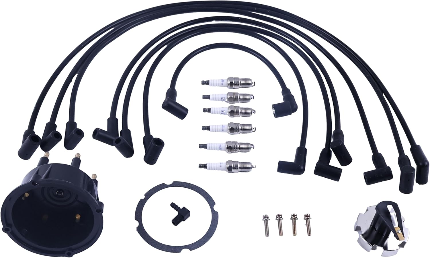 Tune Up Kit 84-816761Q16 815407Q5 MR43LTS Compatible With V6 4.3L Engines Mercruiser Thunderbolt IV V Ignition Includes Wires Distributor Cap Rotor Spark Plugs