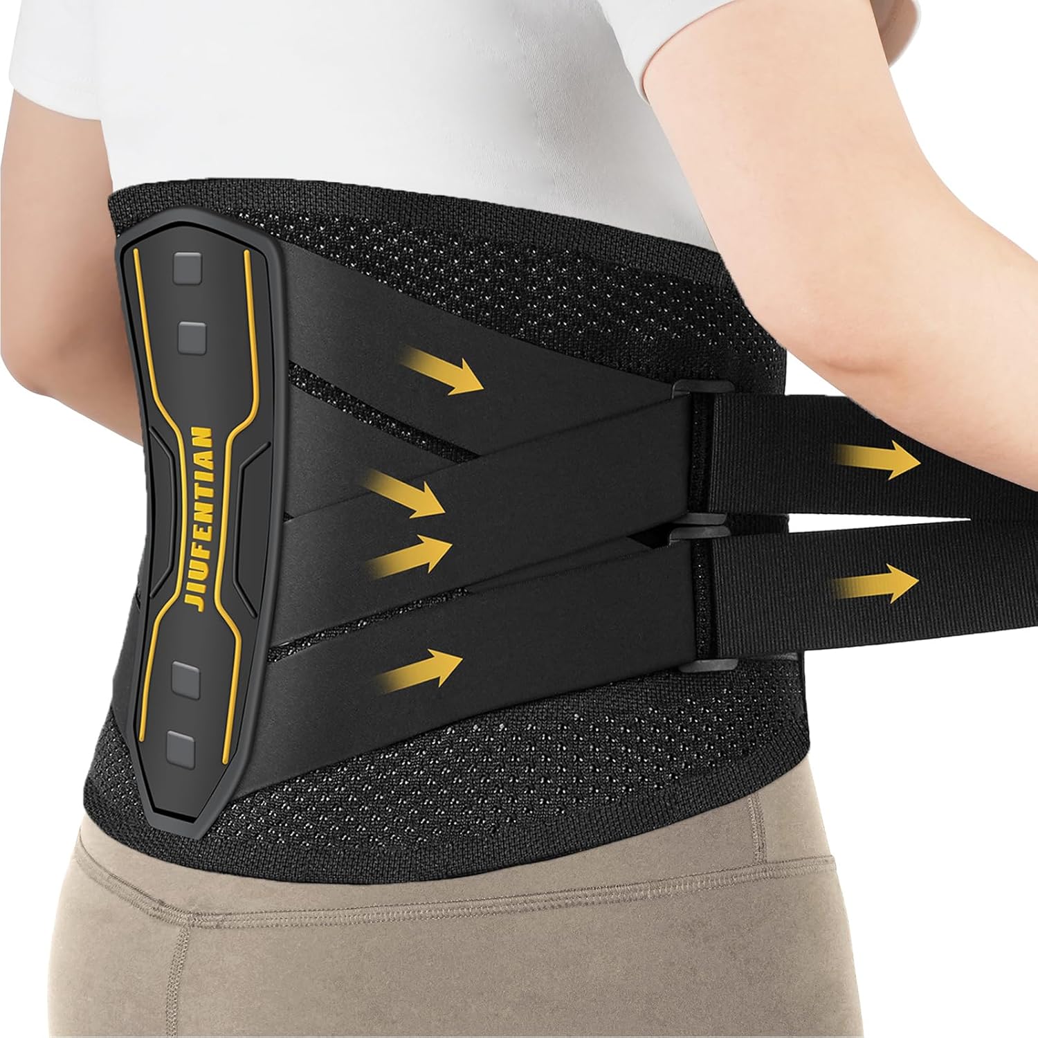 JIUFENTIAN Copper Back Braces for Lower Back Pain with Support System - Lower Back Brace for Herniated Disc,Lumbar supports for Sciatica, Scoliosis,Heavy Lifting and Work(Large)