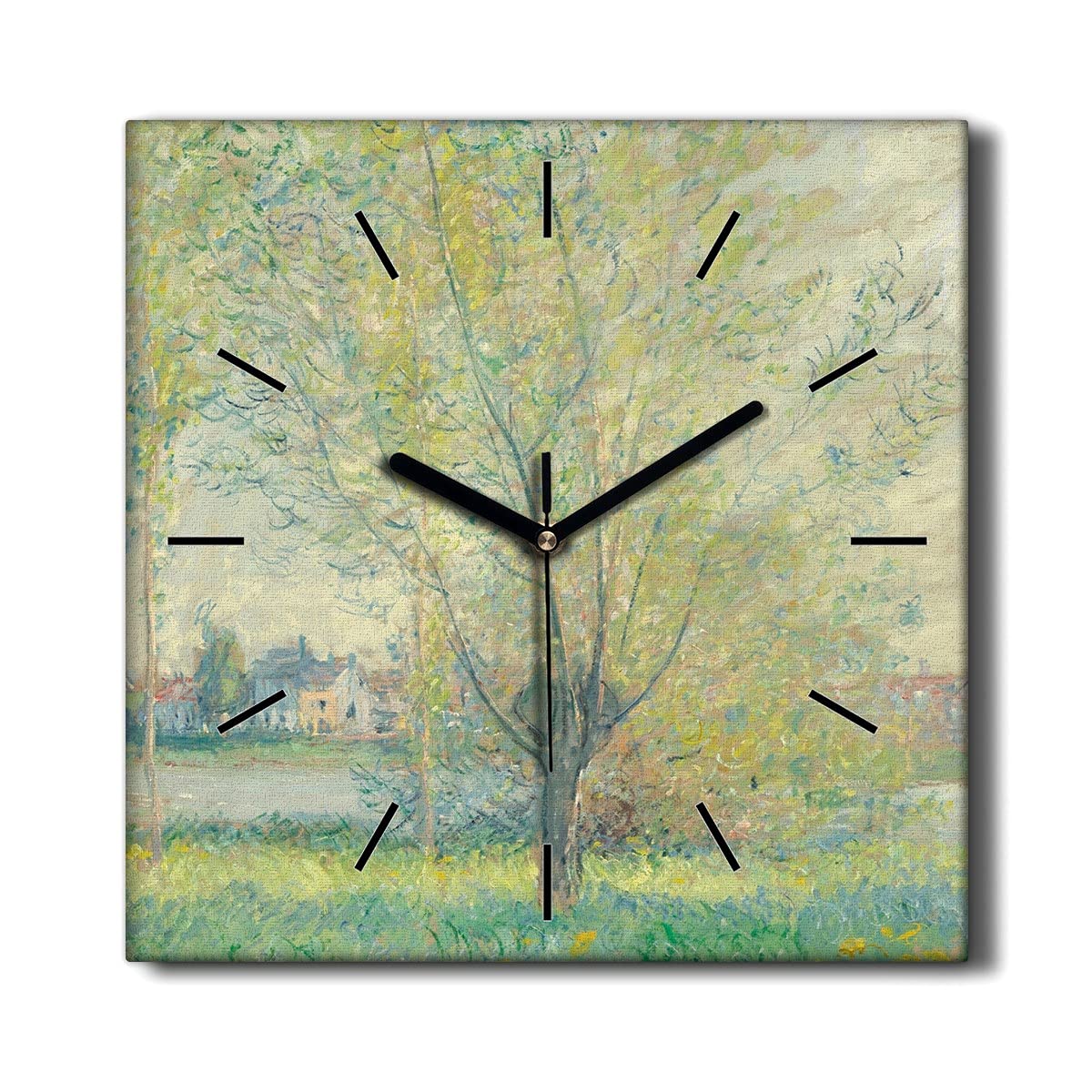 Horloge sans Tic-Tac Silencieuse 30x30cm Monet Willows pour Salon sans Bruit