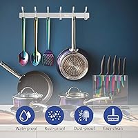 Vista 4 de Montado en la pared 16 pulgadas Percha Percha 6 ganchos aleación de aluminio plata para baño Kithchen plateado