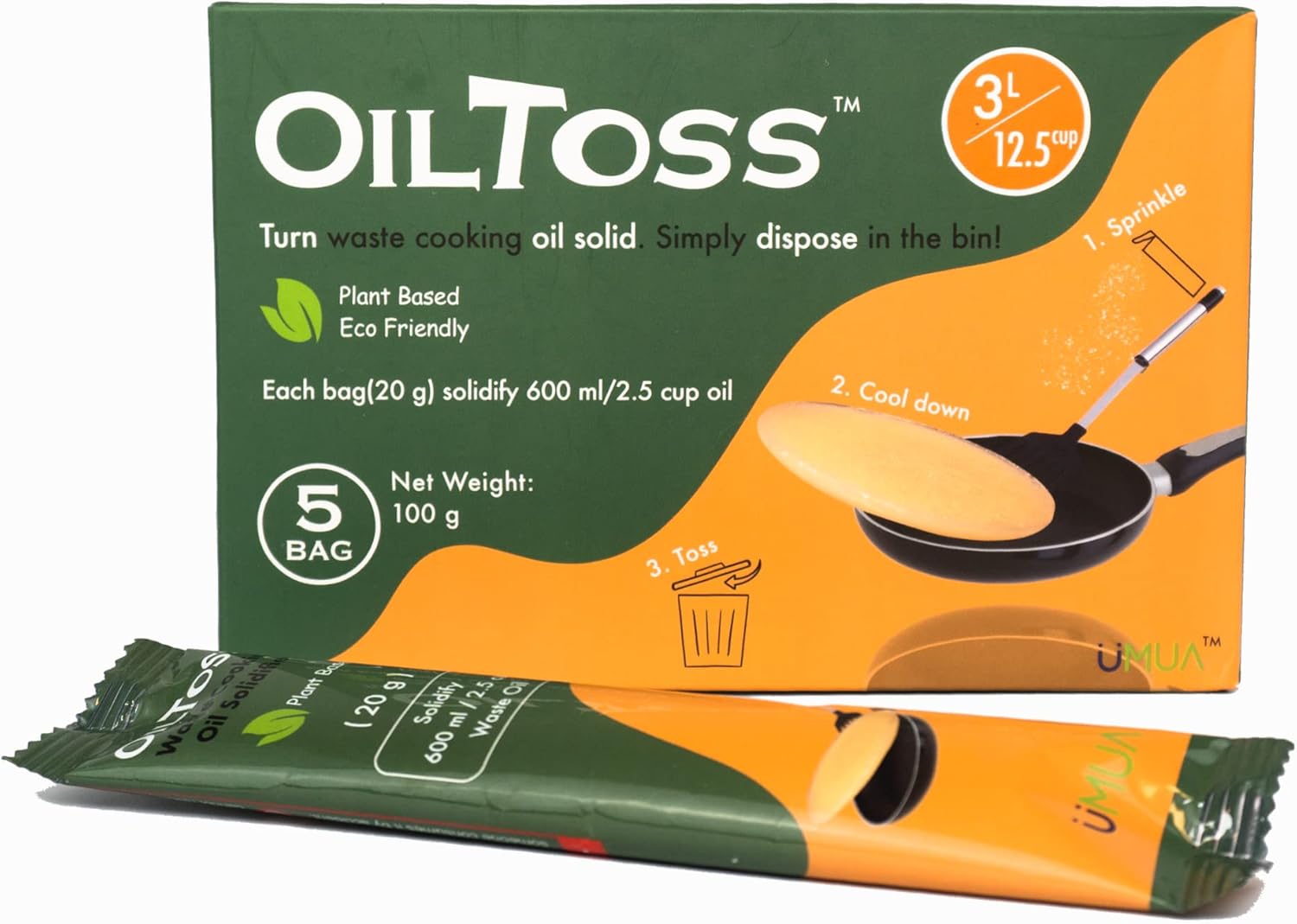 OilToss Waste Cooking Oil Solidifier, Kitchen Waste Oil Disposal 100