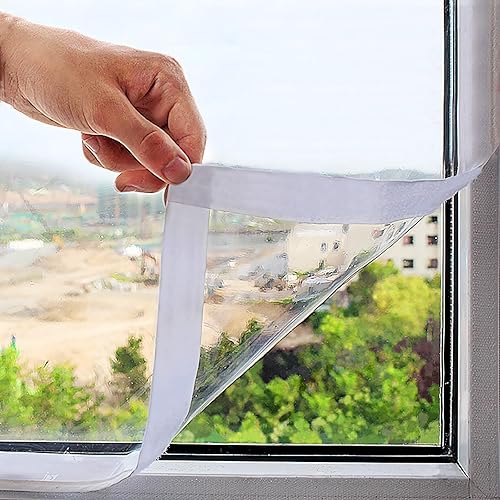 Kit de aislamiento de ventana ajustable de 74 x 79 pulgadas (74.8 x 78.7 in), transparente de 180 pulgadas de grosor, fácil de abrir para