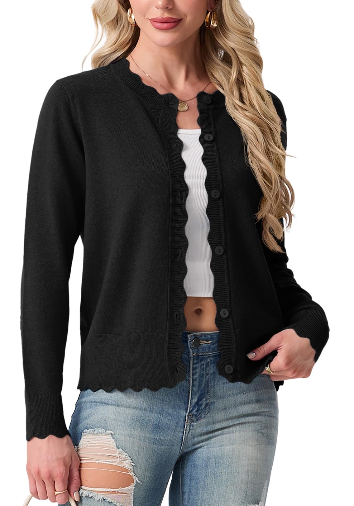 Cardigan Sweaters for Women Lightweight Crewneck Button Down Soft Knit Dressy Cardigans 2026-image-32