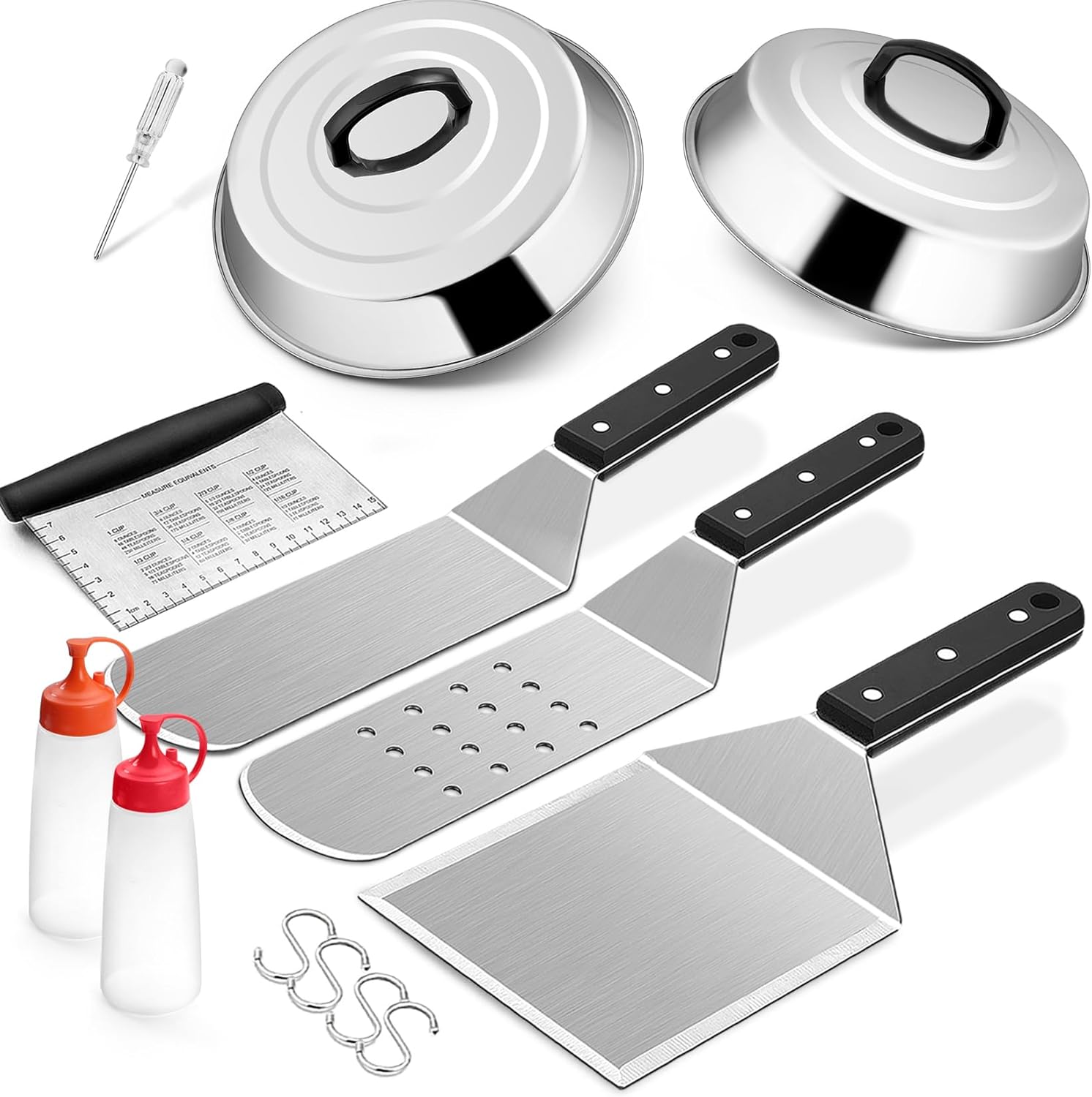 Griddle Accessories Kit with 12 Inch Cheese Melting Domes, Joyfair Flat Top Grill Tools Set, Basting Cover for Griddle Grilling Outdoor Camping/Flat Top Teppanyaki