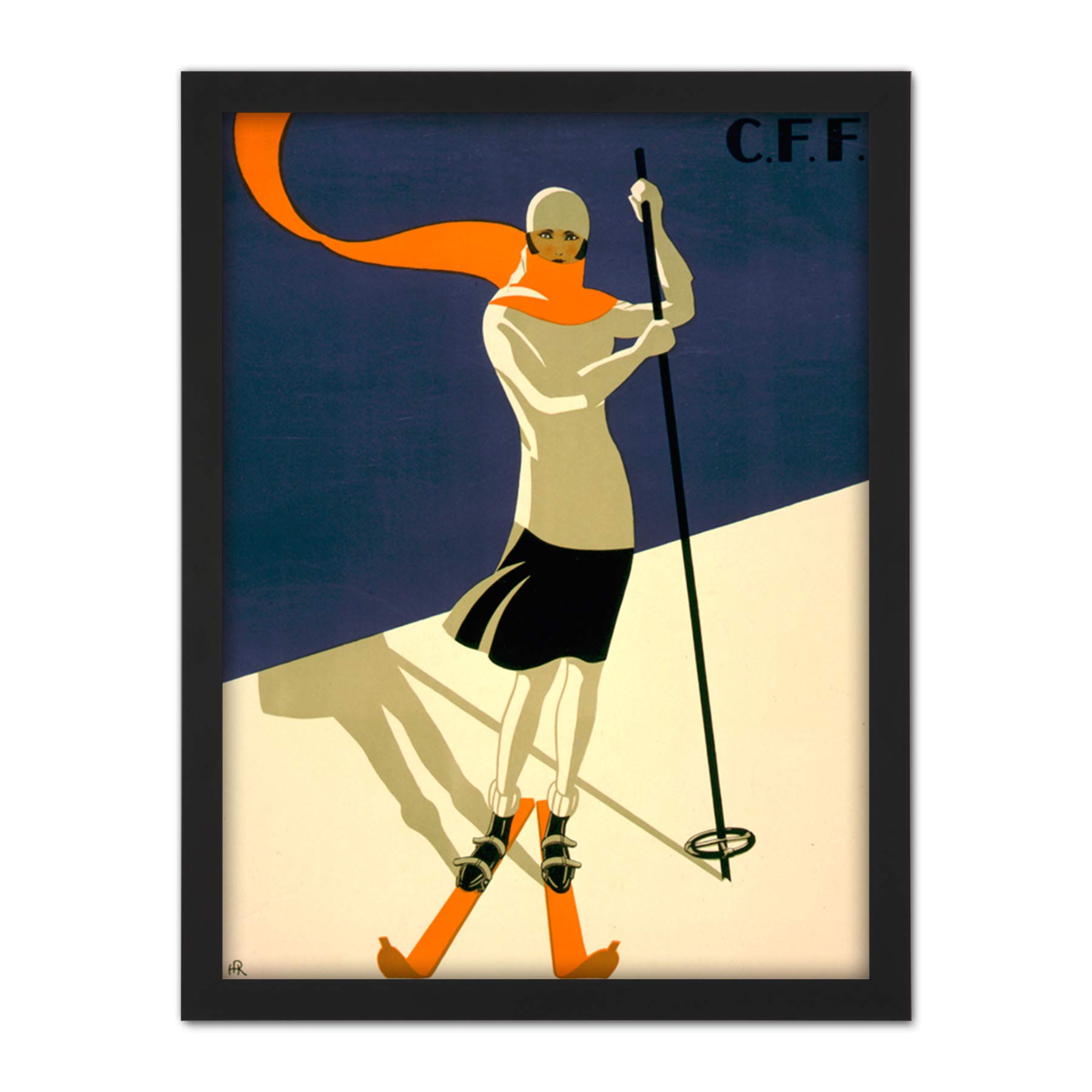 Wee Blue Coo St Croix Switzerland Alpine Ski Artwork Framed Wall Art Print 18X24 Inch