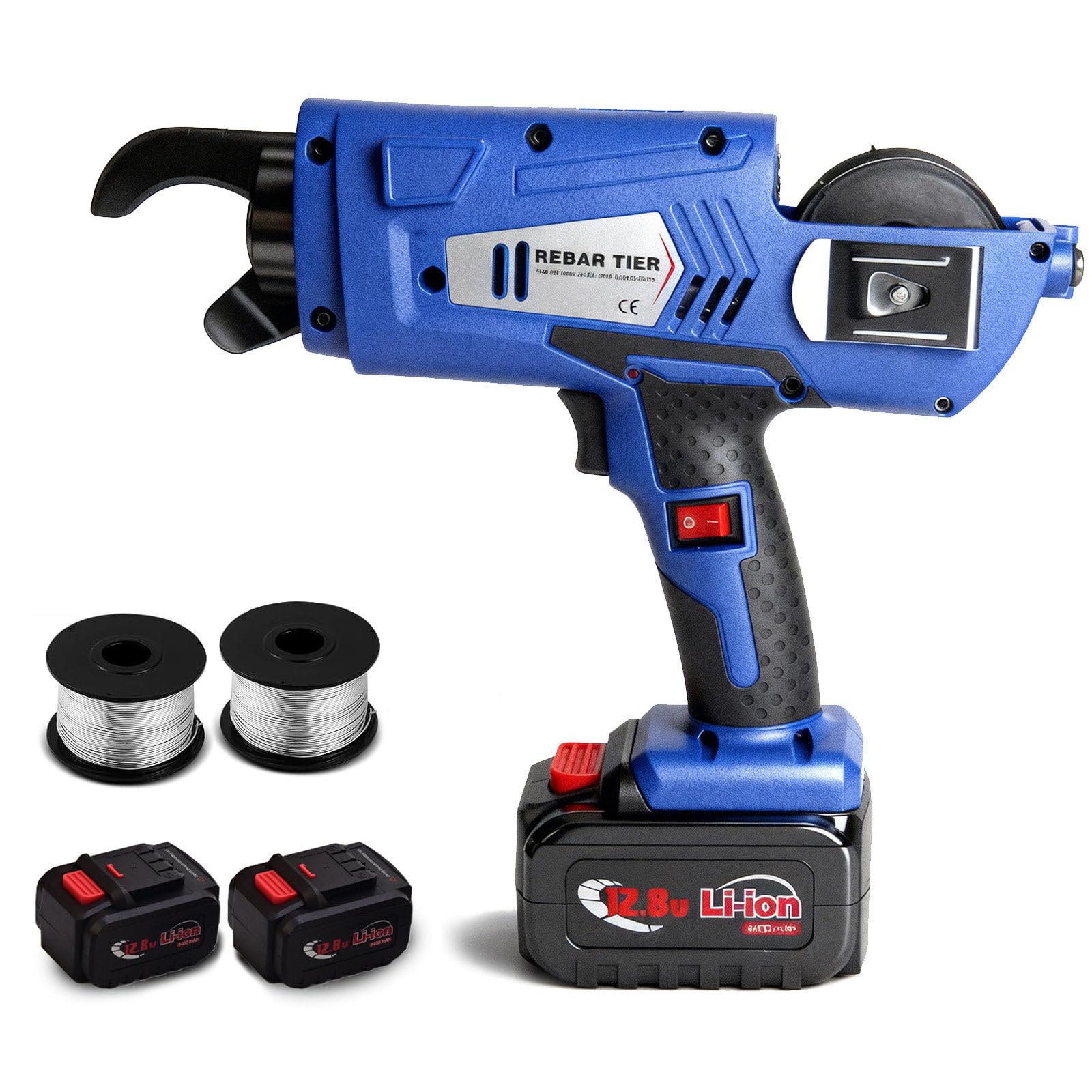 SOTIKARERY 12.8V Li-Ion Brushless Rebar Tying Tool Supplied in A Carry Case - Rebar Tier Tying Machine, Automatic Rebar Tier Tying Machine, with 2pcs 4400mAh Batteries and two Wire coil