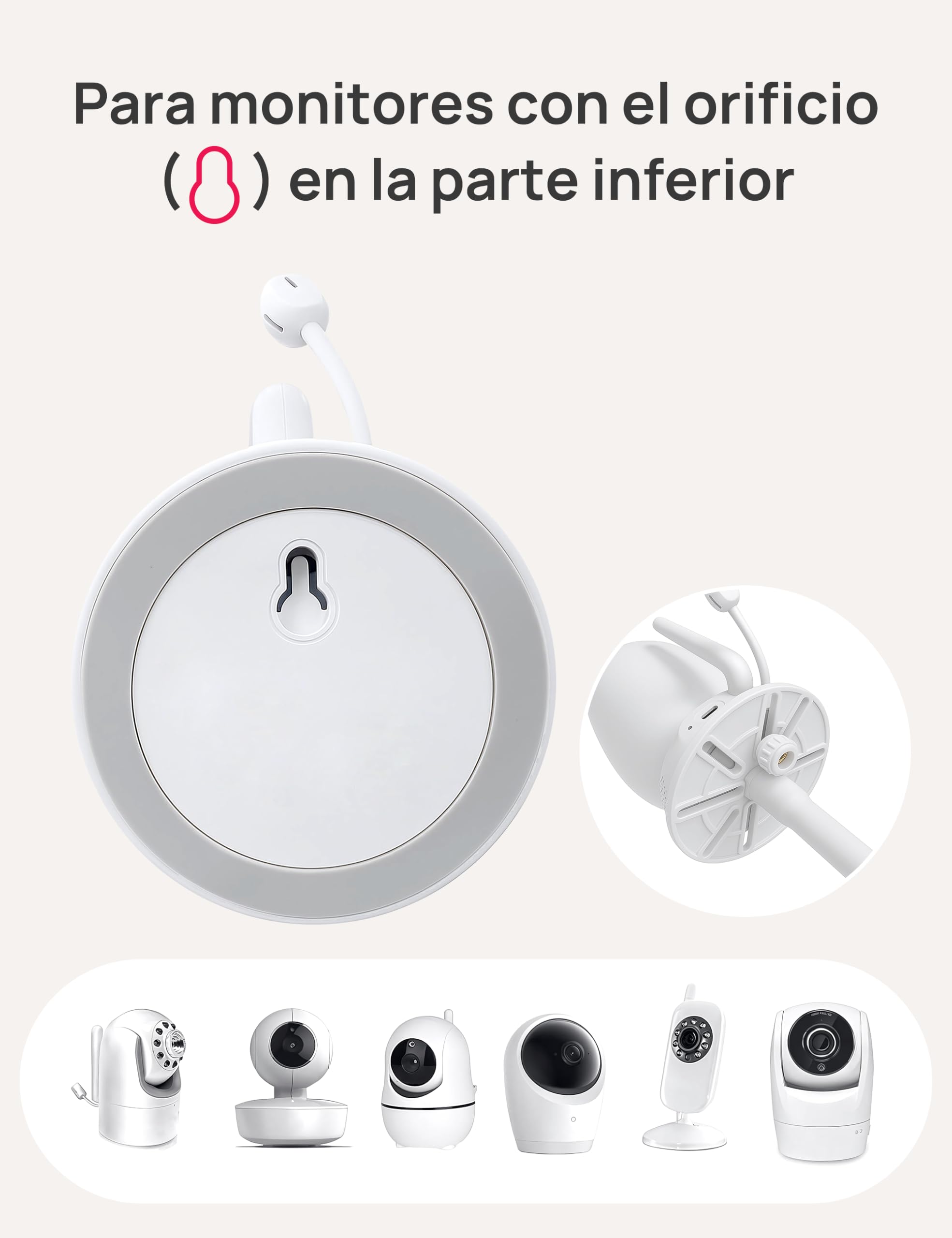 Dr.Care Soporte para Monitor de Bebé, Clip Ajustable Universal para Cámara de Bebé, Compatible con Todos los Monitores de Bebé, Brazo Largo y Flexible para Cuna, Sin Herramientas