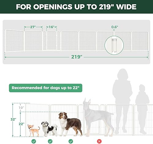 Miniatura 99 de FXW Puerta para perros extra ancha diseñada para uso en interiores, ancho ajustable de hasta 165 pulgadas de ancho (40 pulgadas de alto, 6 paneles