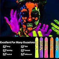Vista 5 de 12 piezas de maquillaje de pintura facial y corporal con luz negra, kit de pintura facial que brilla en la oscuridad, palos de pintura de neón