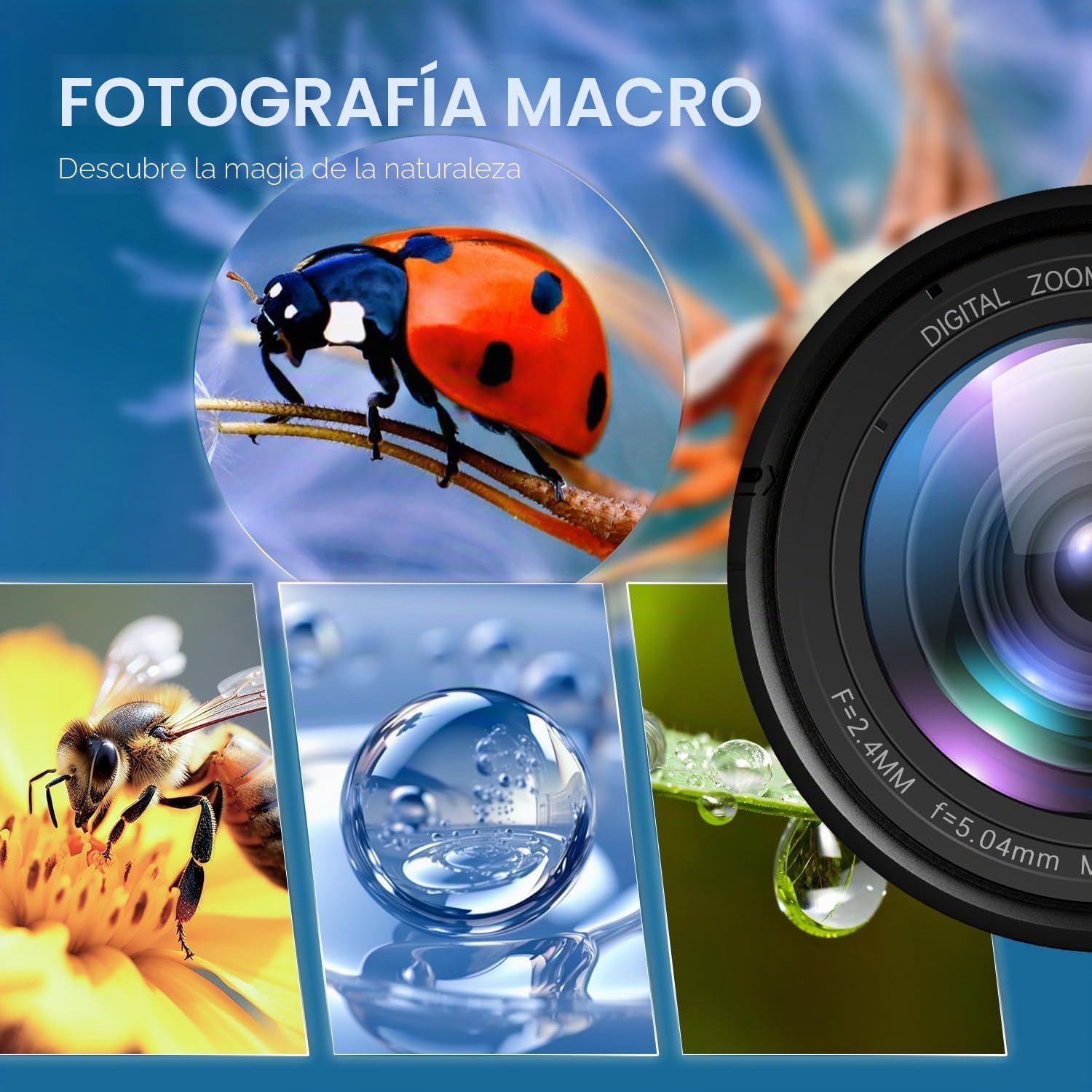 4K Cámara Digital, 56MP Cámara de Fotos con 180 ° Flip 3.5 "de Pantalla, 18X Zoom Digital Cámara compacta con Lente Gran Angular y Lente Macro, 32GB Tarjeta TF, WiFi Funcionalidad, Negro