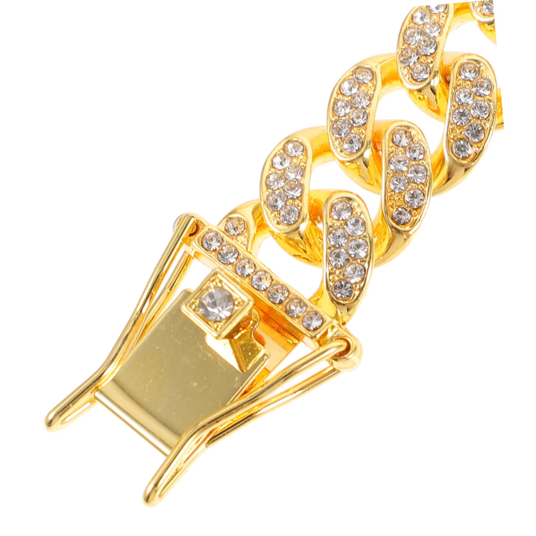 SHINEOFI 4pezzi Collana Maglie Cubane Zinzo Strass Bracciale Catena in Accessorio Hip-hop Regalo Di Gioielli Per Uomo e Donna