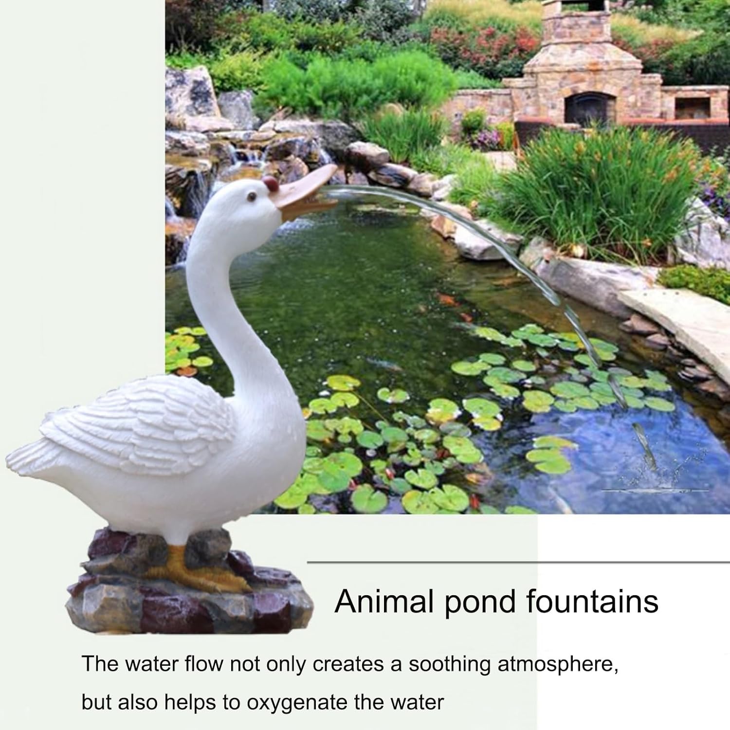 Garden Decor Pond Spitter, Animal Pond Fountains, Fish Pond Water Circulation Outlet Landscaping, Polyresin Waterscape Sculpture, for Garden, Yard, Lawn