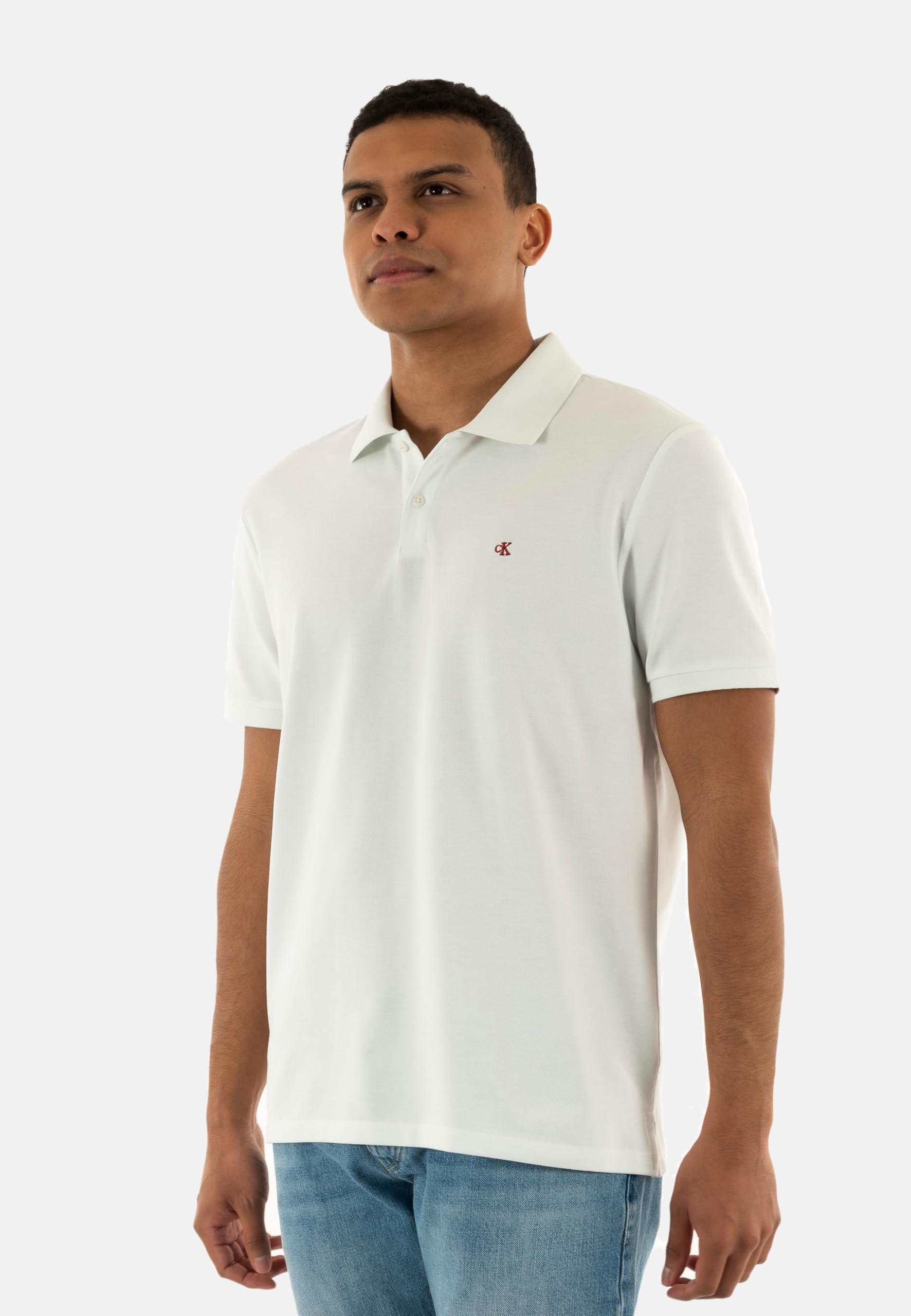 Calvin Klein Jeans Męska koszulka polo SS Casual Pique Classic LV040EM269, biała (Blanc De Blanc), M, Biały (Blanc De Blanc), M