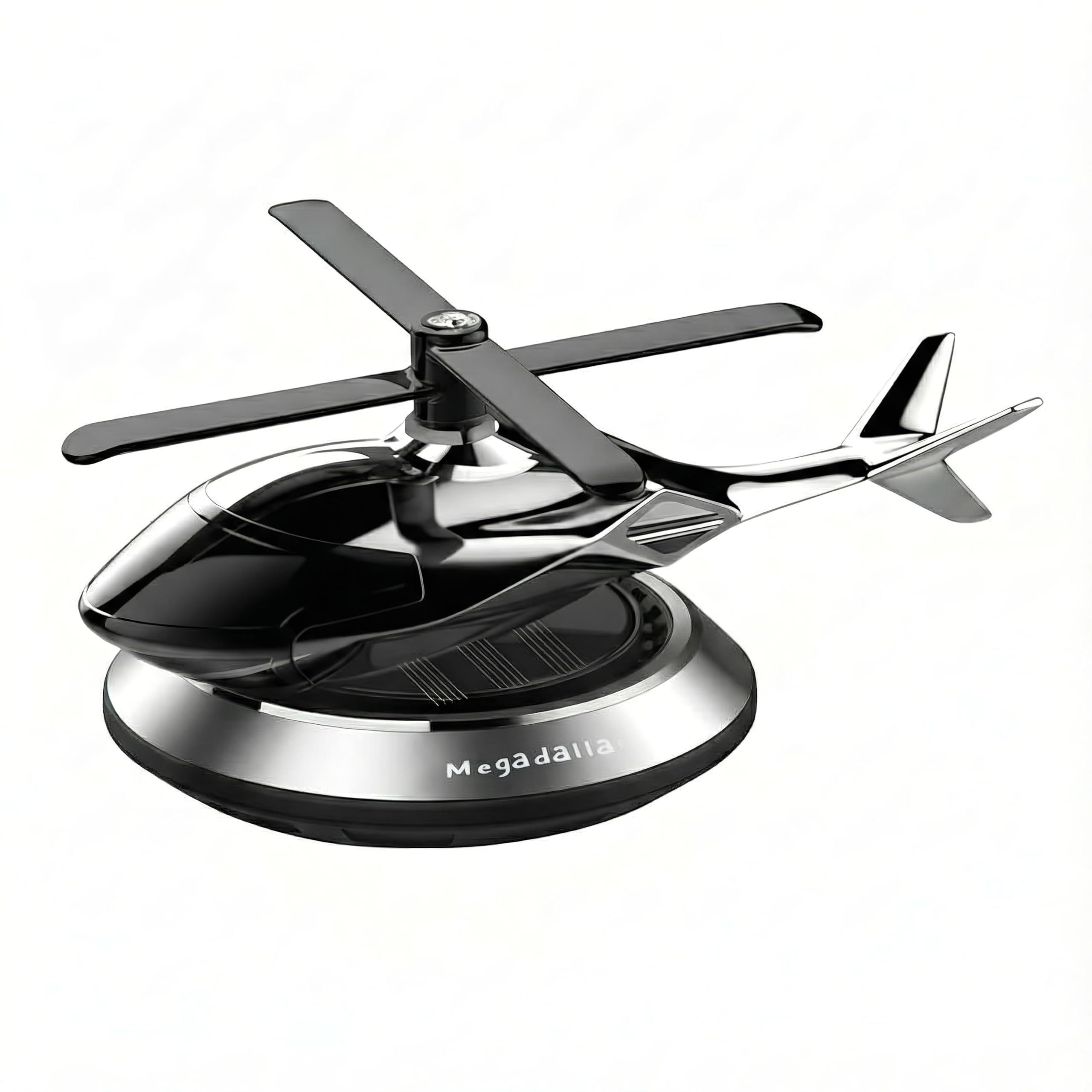 Solar Powered Helicopter for Car Accessories for Dashboard with Aroma Diffuser for Car interior Dashboard Helicopter Solar Accessories (Silver)