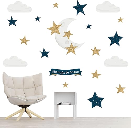 Big Dot of Happiness Twinkle Twinkle Little Star - Calcomanías de pared de vinilo para habitación de niños y habitación de niños calcomanías de