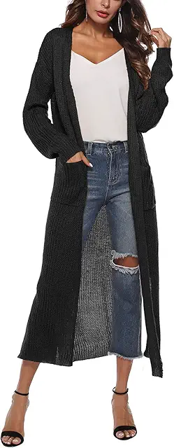 Women's Maxi Long Boyfriend Cardigan Collar Top Long Sleeve Floating Dust Jacket Coat Blazer - Kofta med krage dam